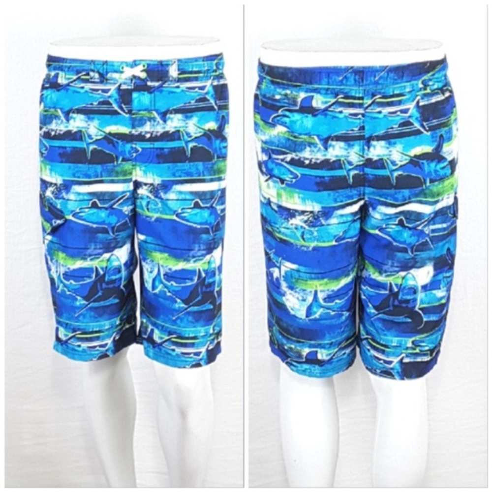 *BOYS* OCEAN PACIFIC, Shark Motif Swim Trunks, XXL